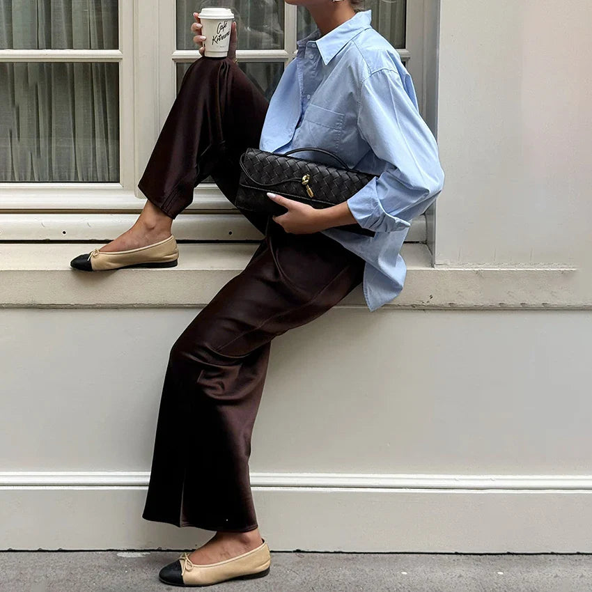 Pantaloni flare in raso Brie