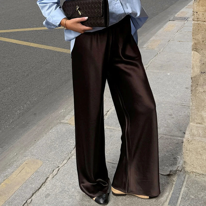 Pantaloni flare in raso Brie