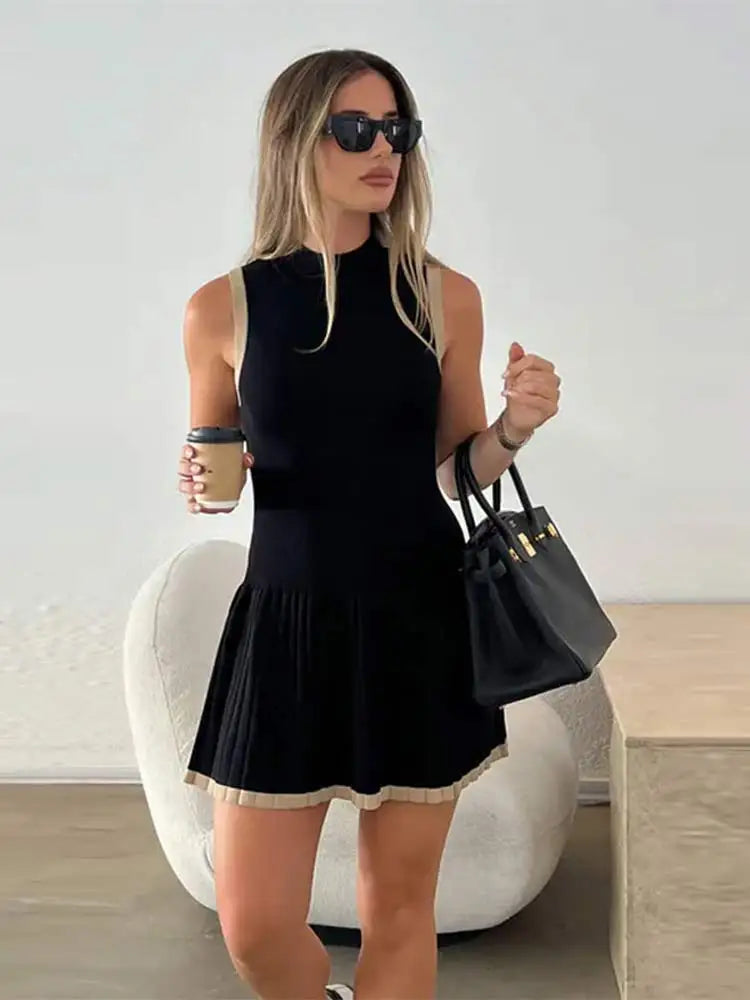 Abito a maglia Sophie a vita bassa con contrasto