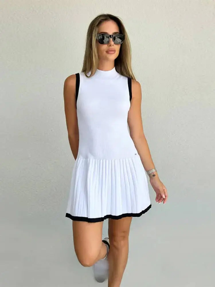 Abito a maglia Sophie a vita bassa con contrasto