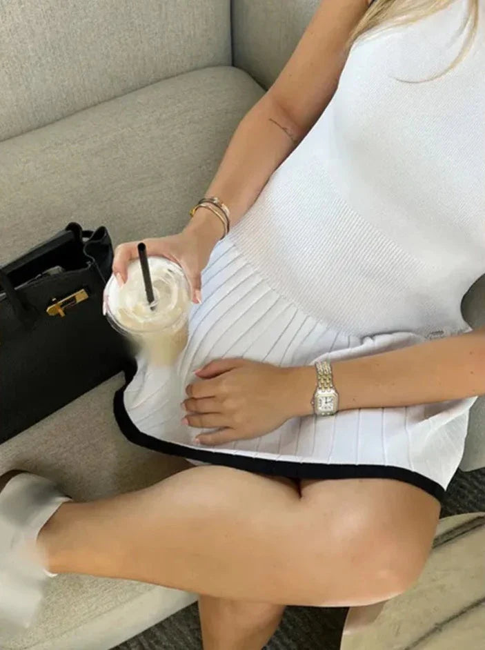 Abito a maglia Sophie a vita bassa con contrasto