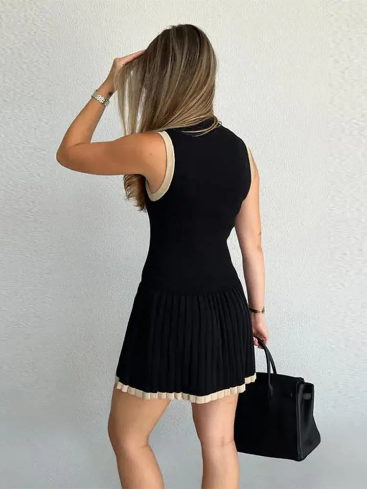 Abito a maglia Sophie a vita bassa con contrasto