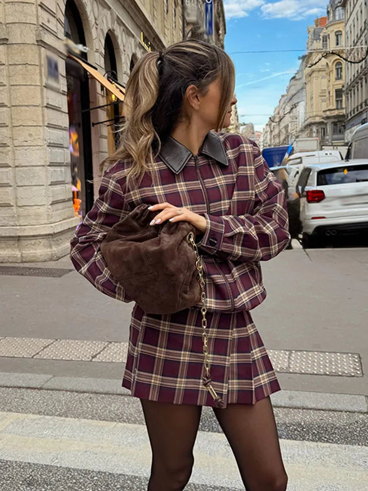 Completo bomber a quadri con skort Denise