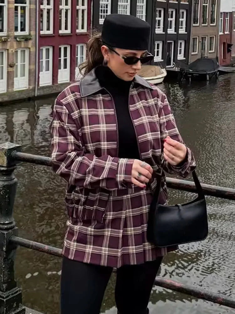 Completo bomber a quadri con skort Denise