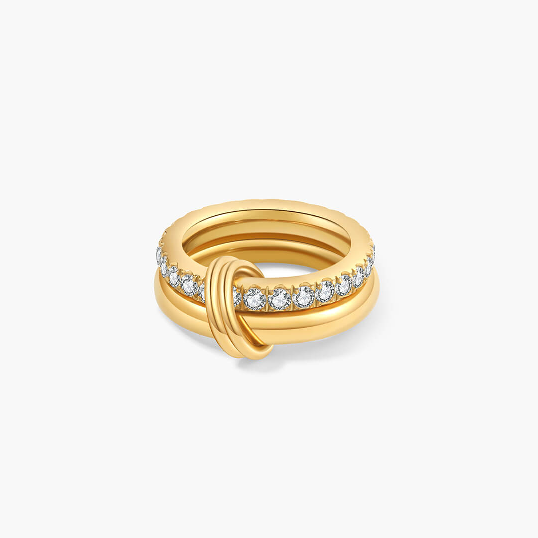 Anello a fascia sovrapposta scintillante Aeliana