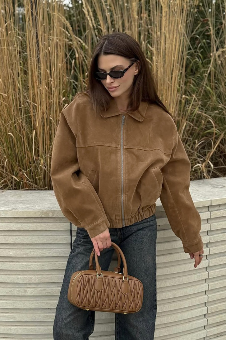 Giacca bomber con zip in suede Daniela