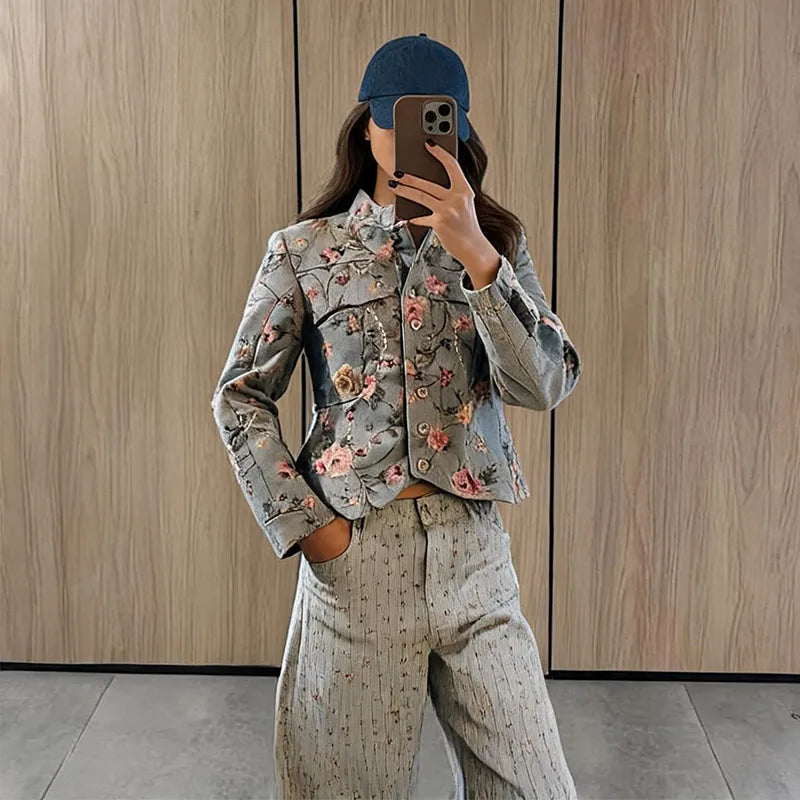 Giacca corta Anne in jacquard vintage