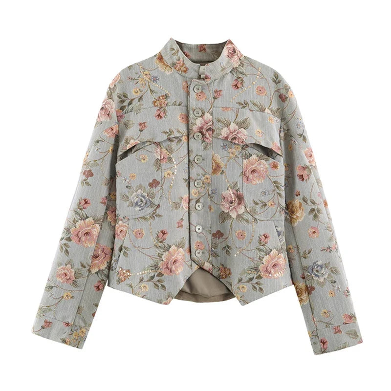 Giacca corta Anne in jacquard vintage