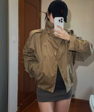 Giacca Trench Corto con Collo Alto Natalie