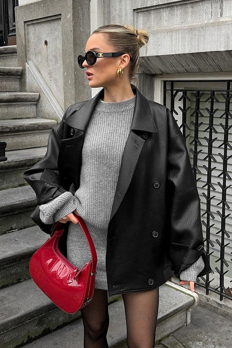 Cappotto Helen in ecopelle vintage