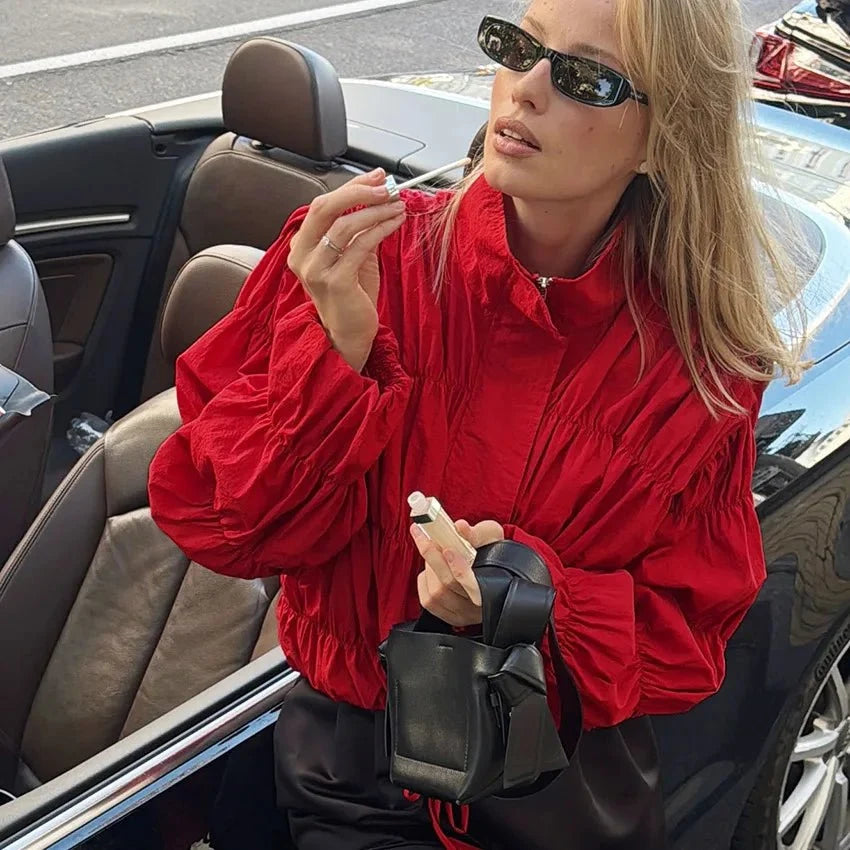 Giacca Ellie con zip e arricciature