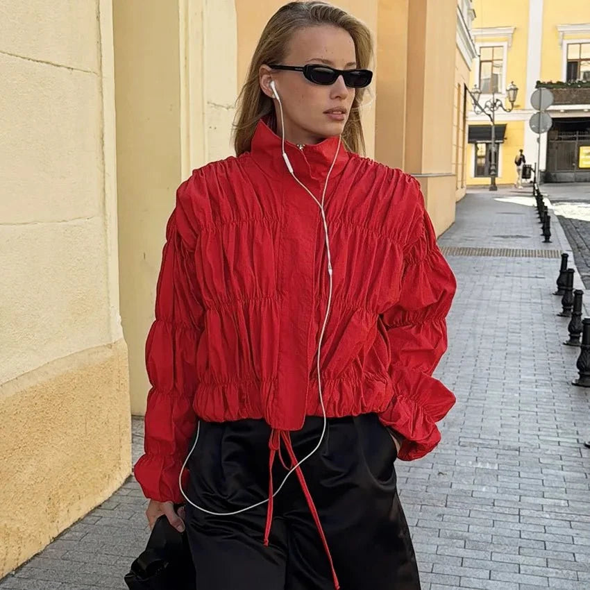 Giacca Ellie con zip e arricciature