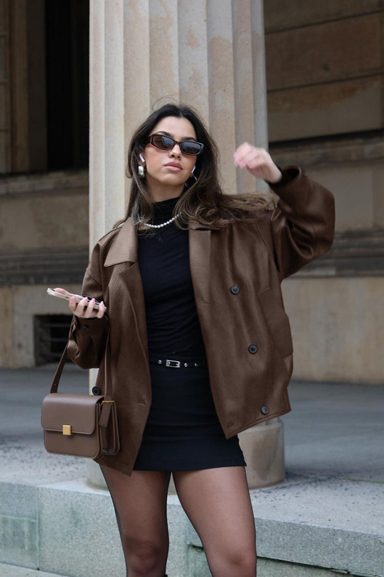 Cappotto Helen in ecopelle vintage