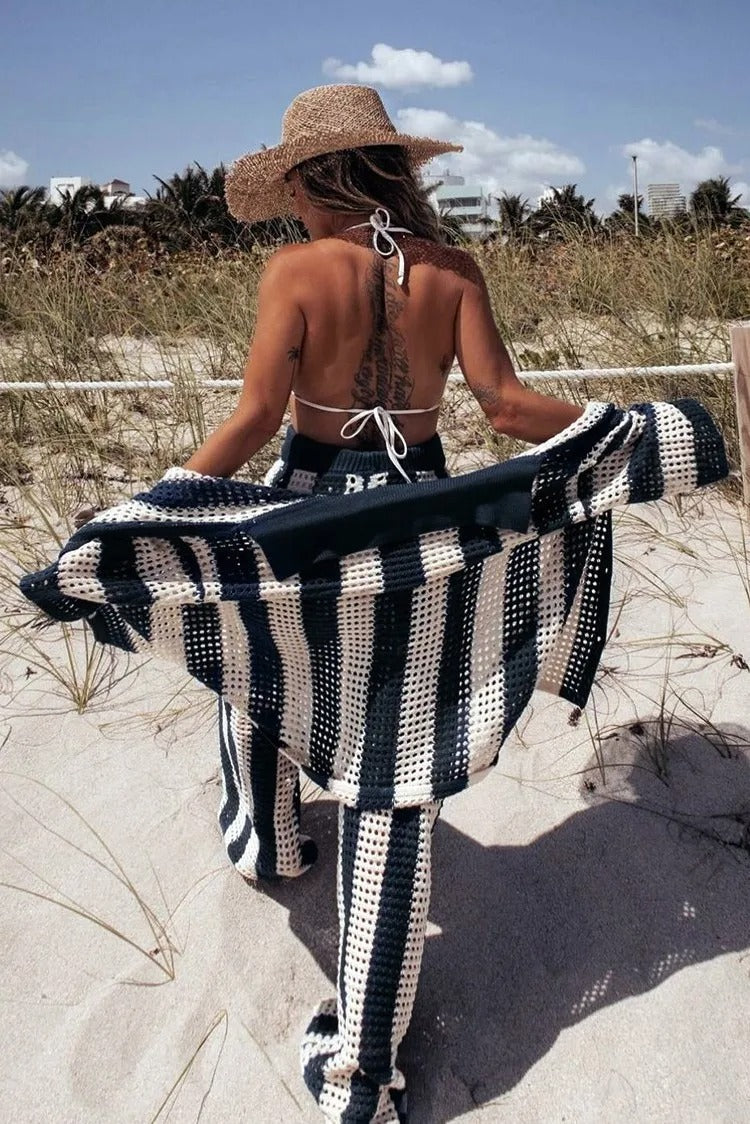 Completo coordinato Layla in crochet a righe