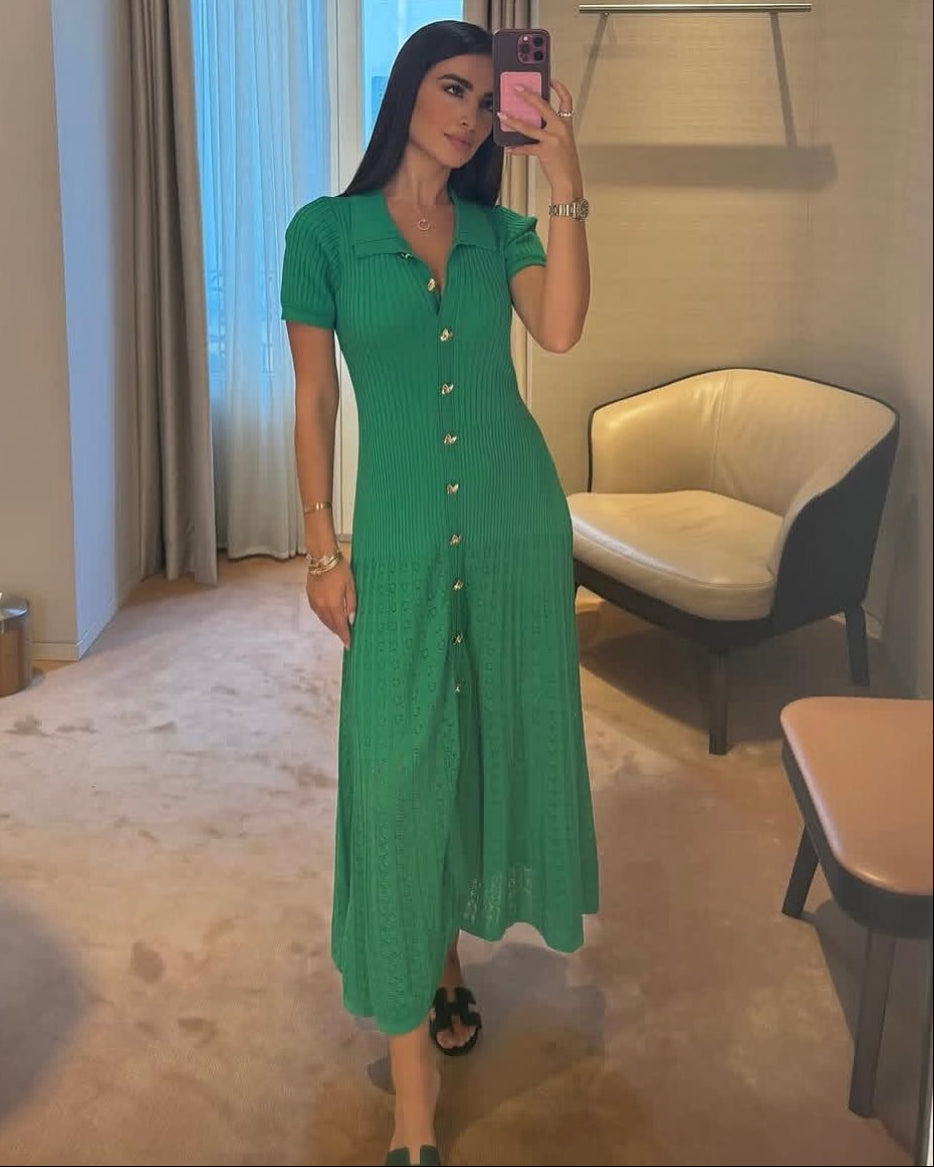 Sophia abito maxi polo in maglia a coste