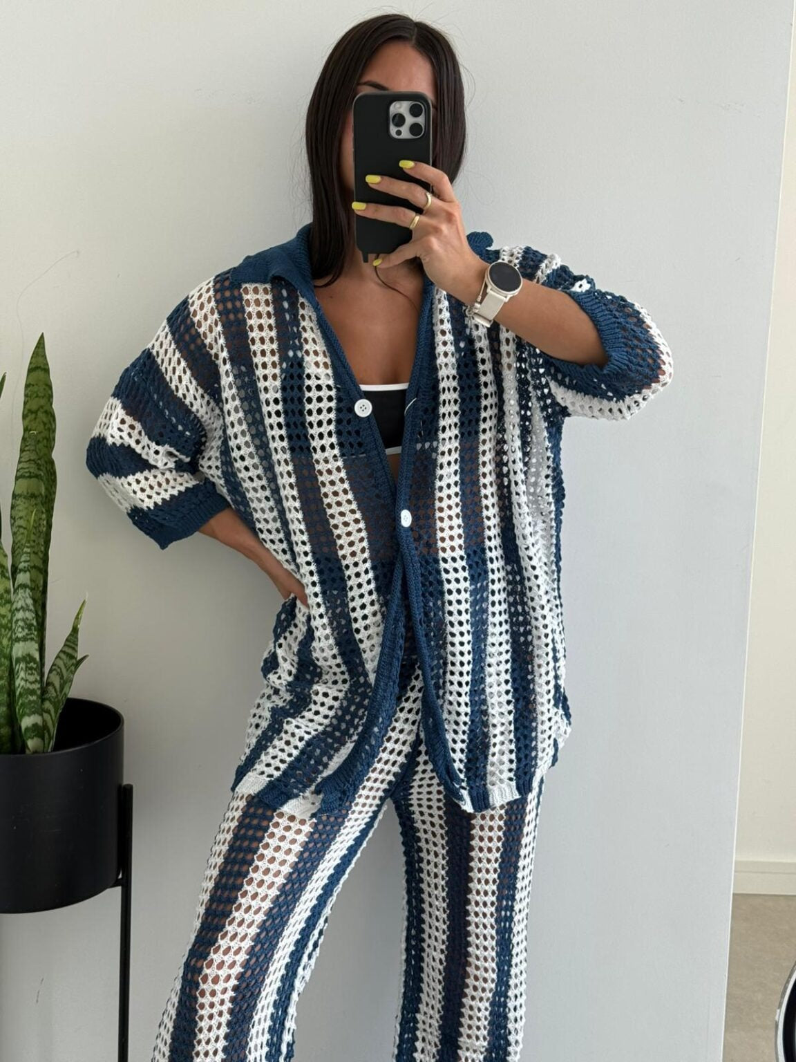 Completo coordinato Layla in crochet a righe