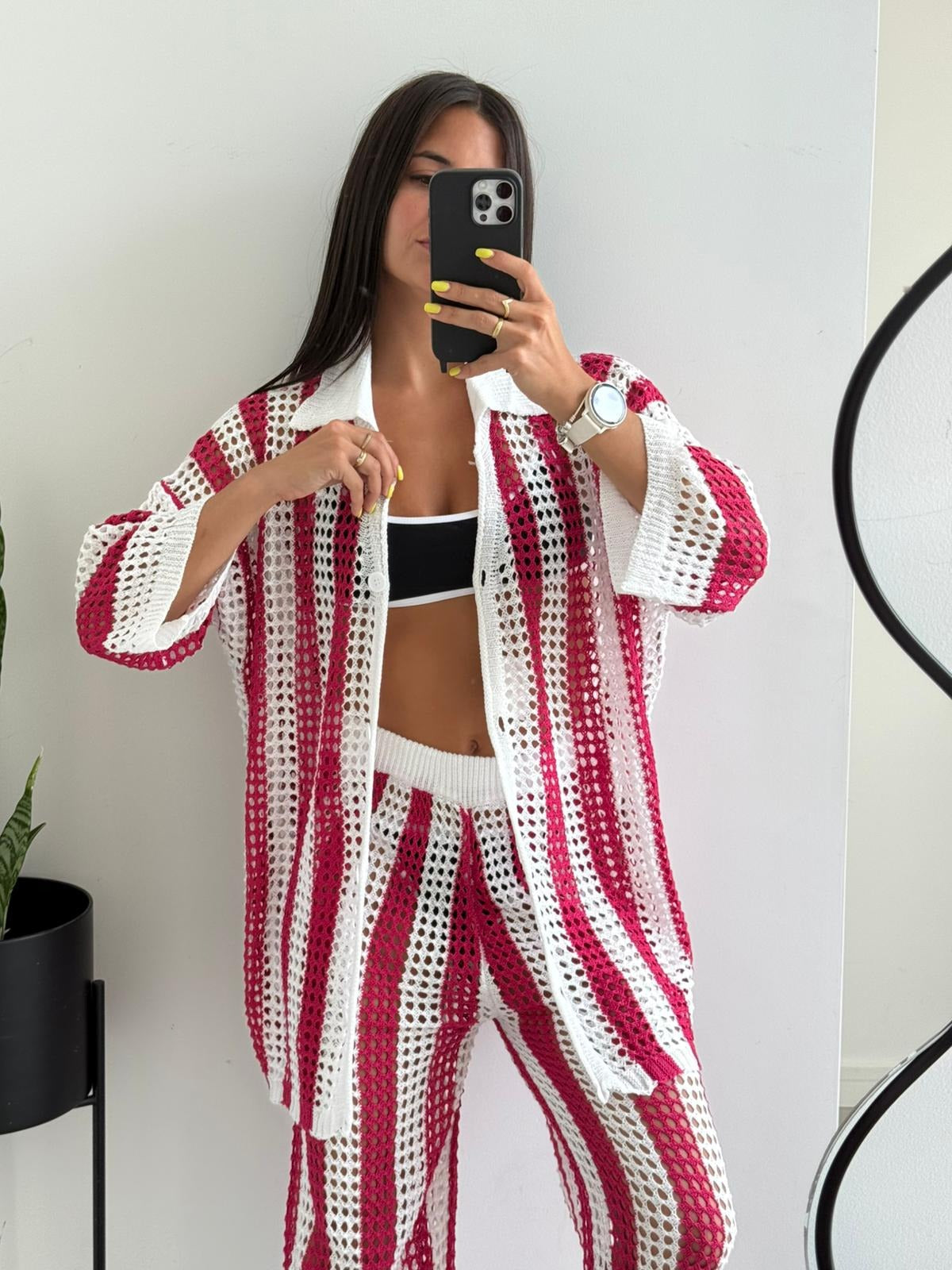 Completo coordinato Layla in crochet a righe