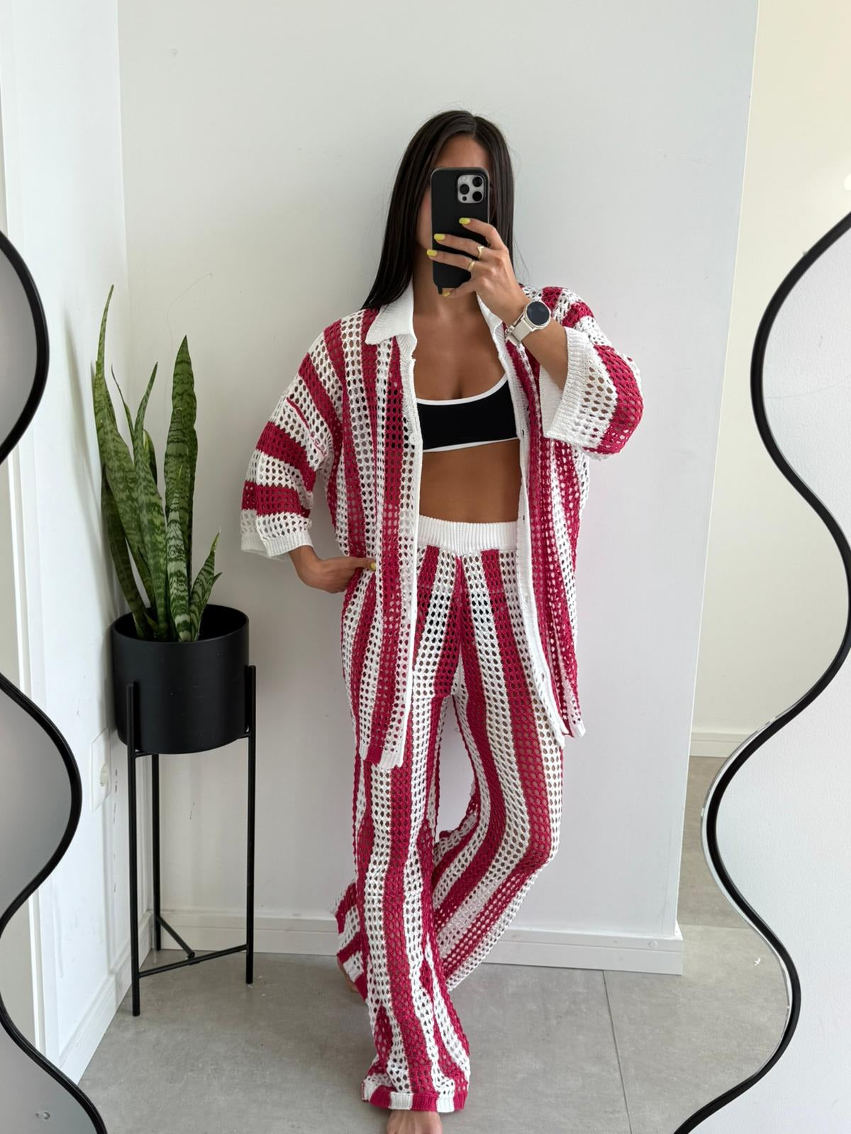 Completo coordinato Layla in crochet a righe