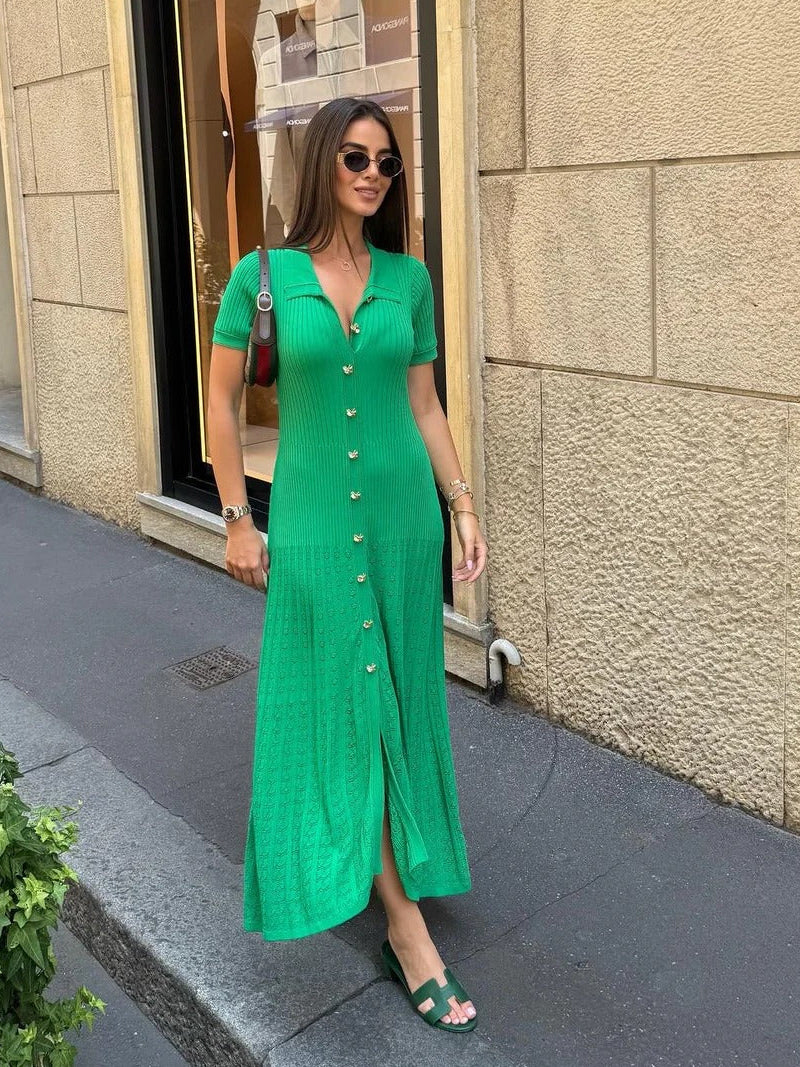 Sophia abito maxi polo in maglia a coste