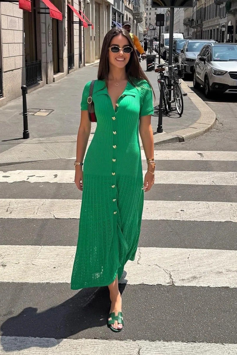 Sophia abito maxi polo in maglia a coste