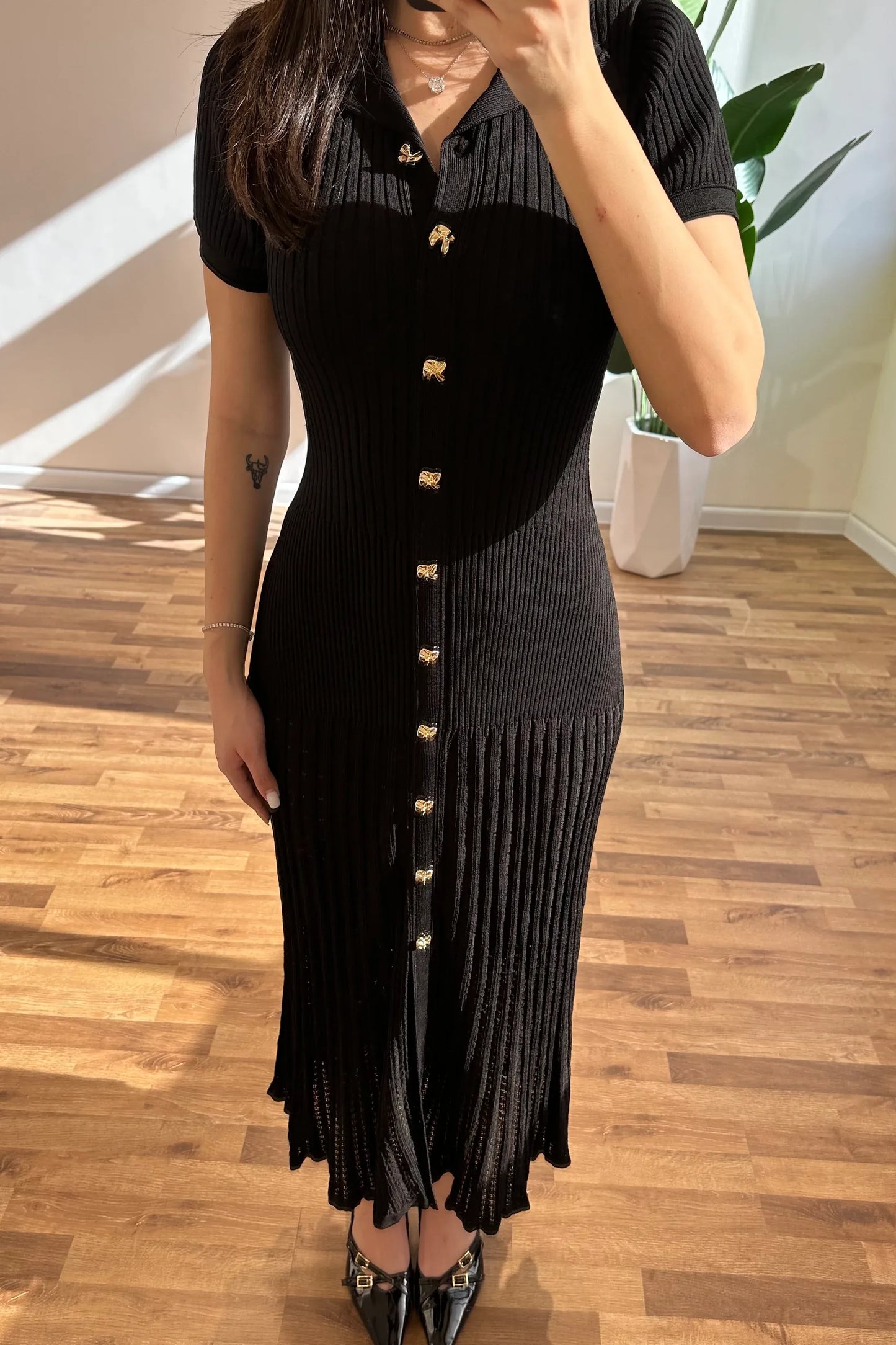 Sophia abito maxi polo in maglia a coste