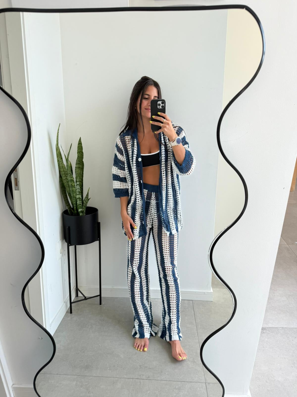 Completo coordinato Layla in crochet a righe