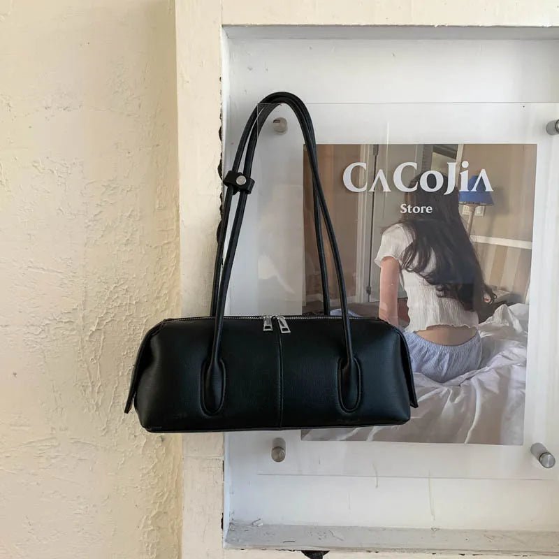 Borsa a spalla cilindrica in pelle Hannah