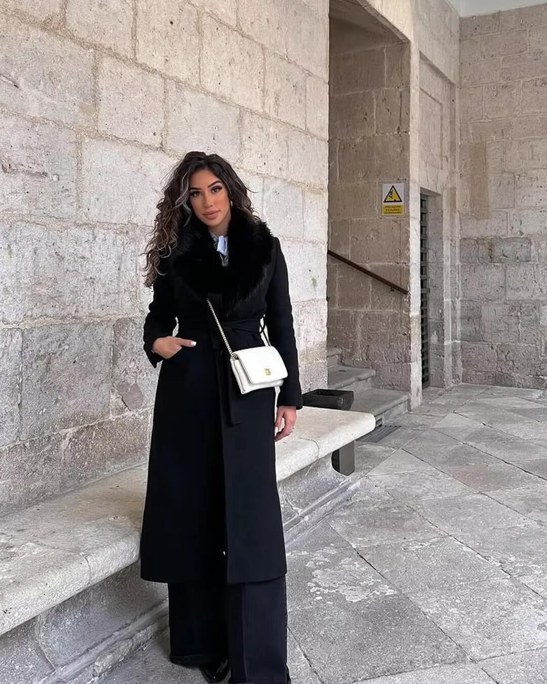 Cappotto maxi Lola con collo in ecopelliccia