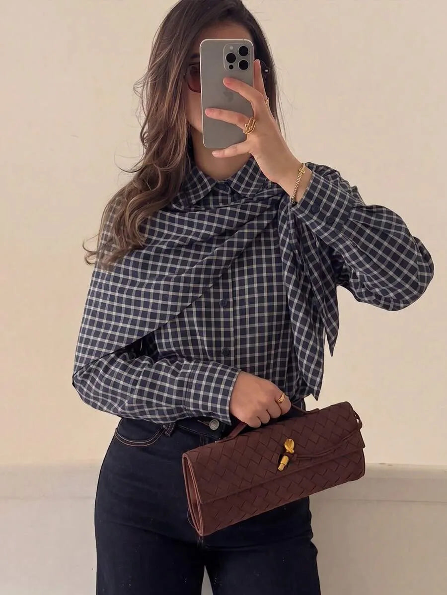 Camicia a Quadri con Sciarpa Nicole