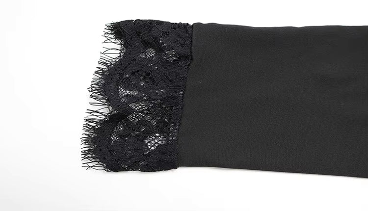 Mini abito Hilda aderente a maniche lunghe con bordo in pizzo