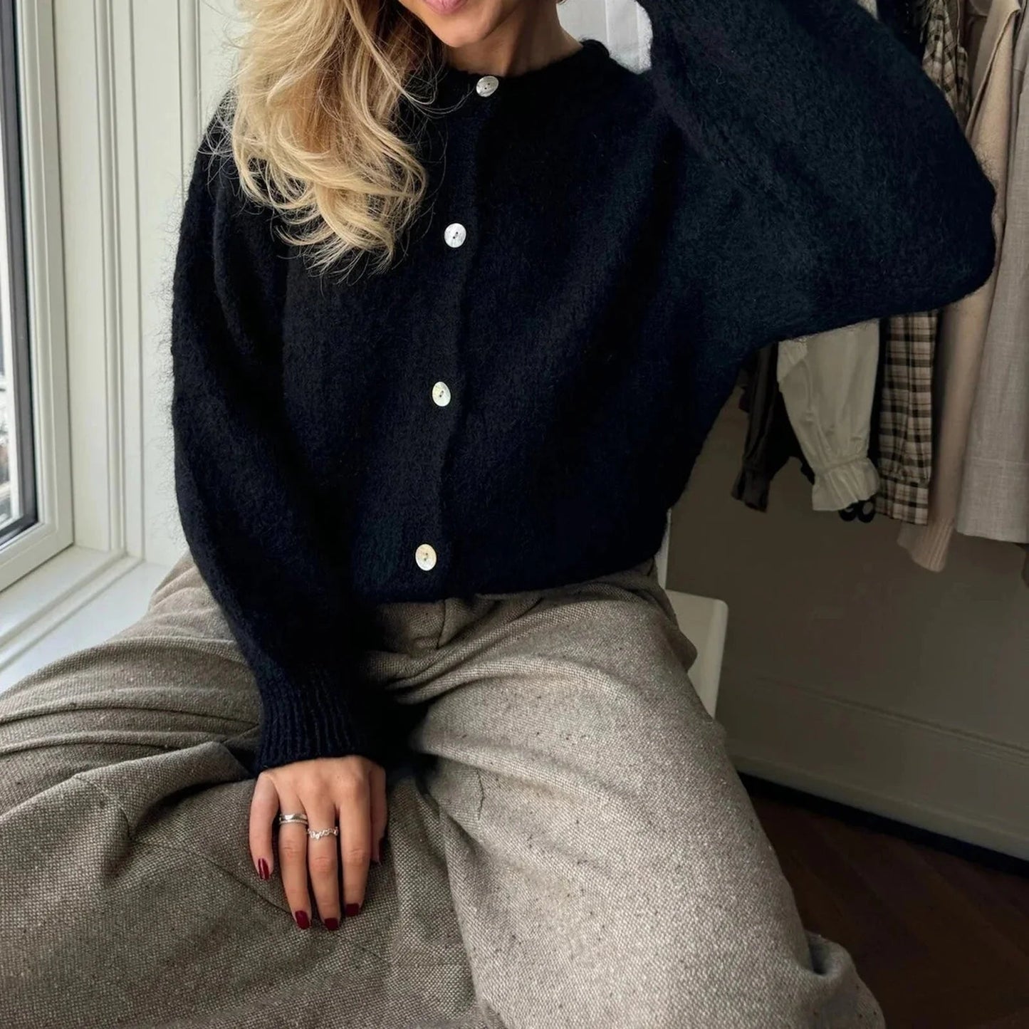 Cardigan Rebecca Oversize in Maglia Pelosa