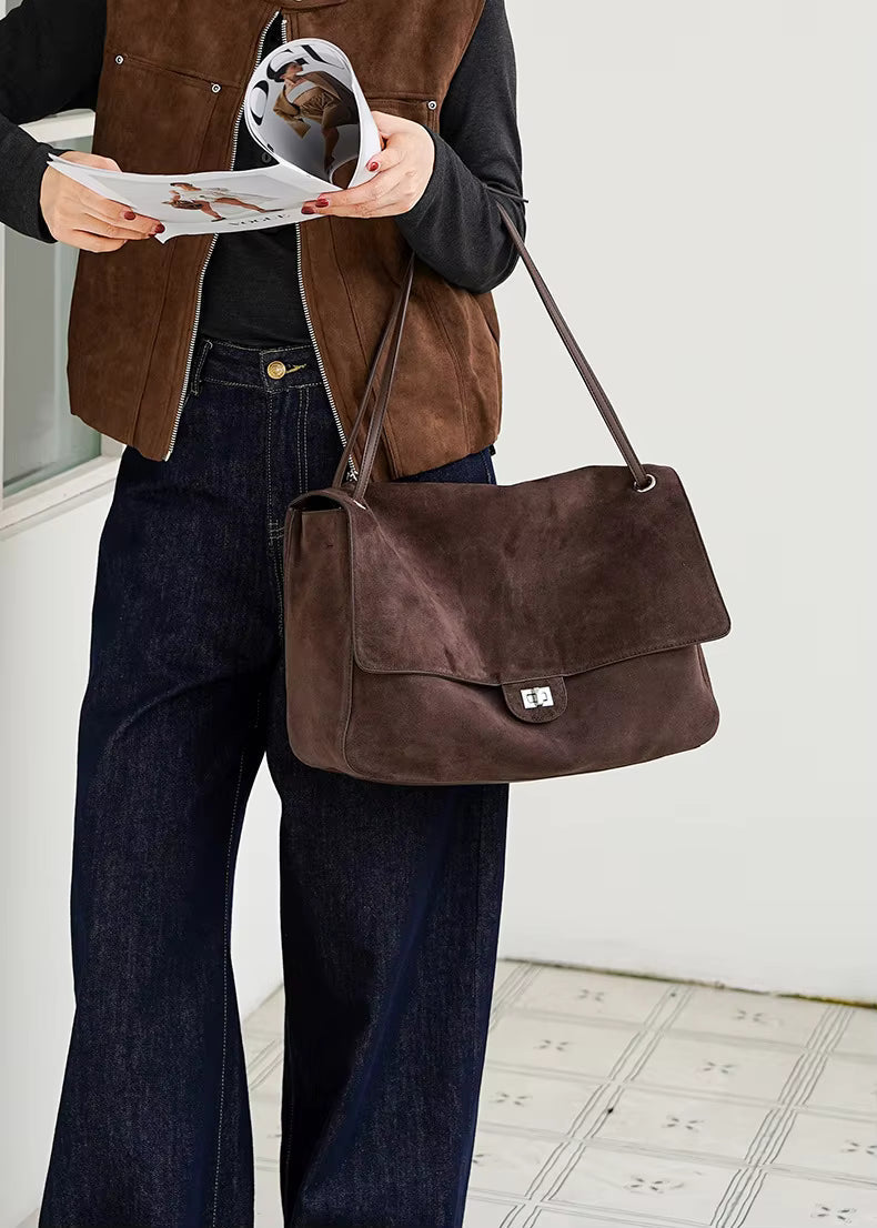 Denise Borsa a tracolla in suede opaco