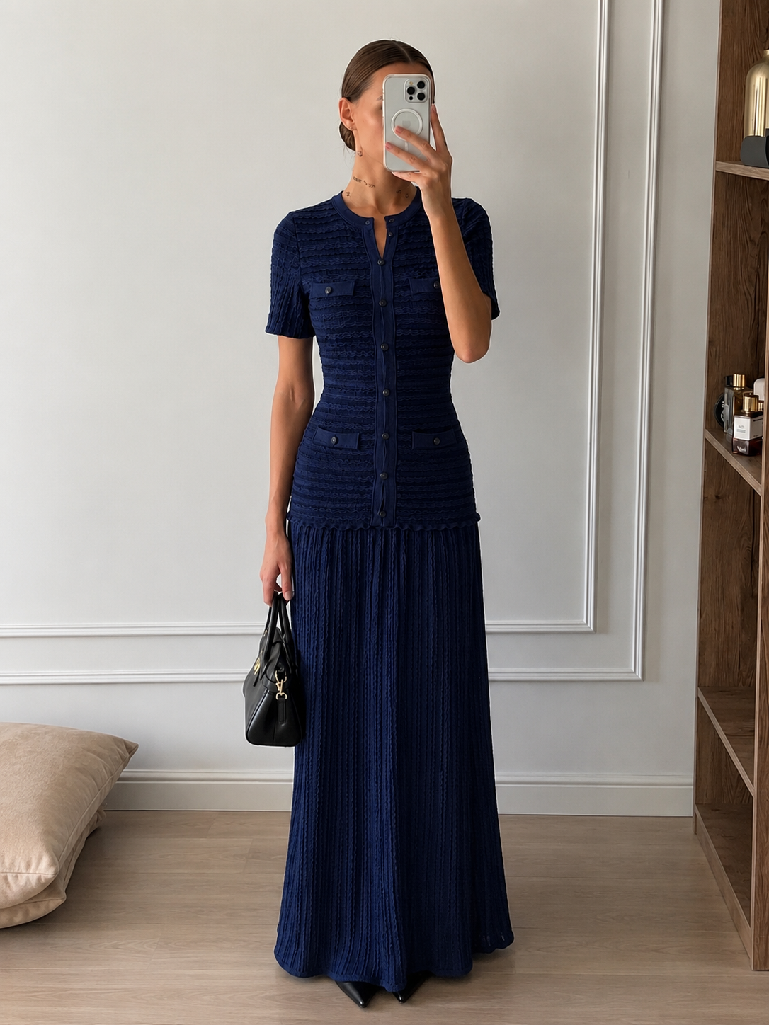 Abito maxi in maglia con paillettes Sadie