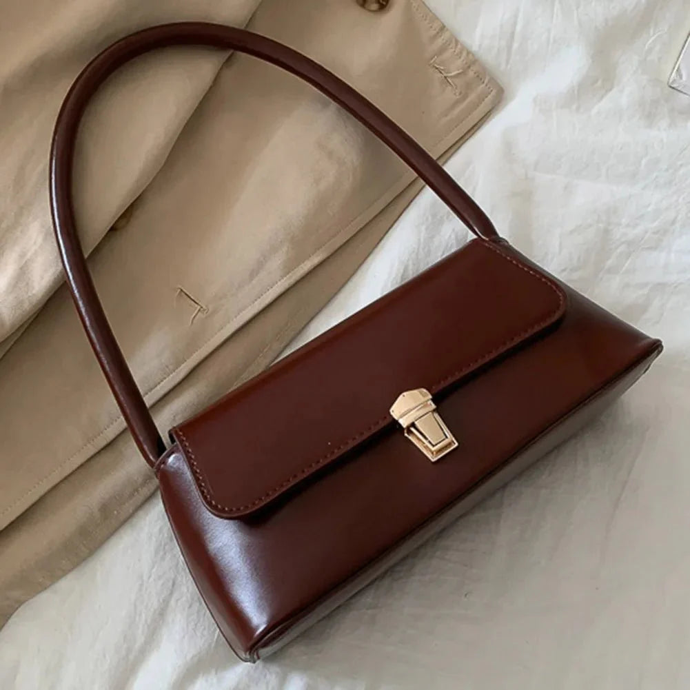 SEAME - SEAME Women's Handbag - Vintage Vegan Leather Shoulder Bag for Casual Use Dark Brown