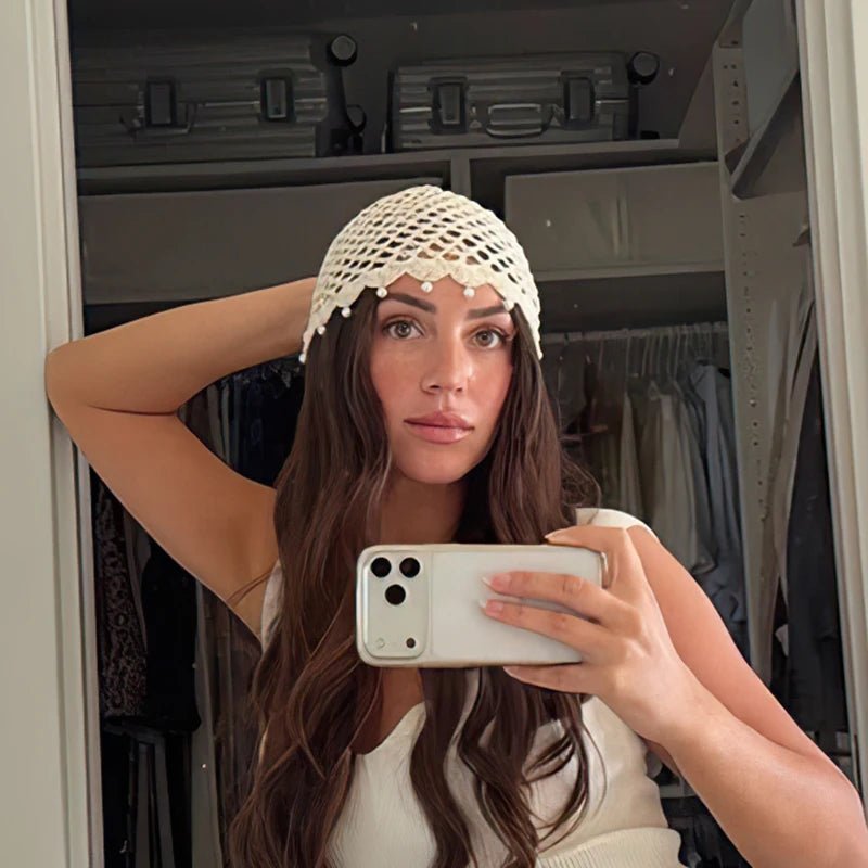Cuffia traforata Jane all'uncinetto