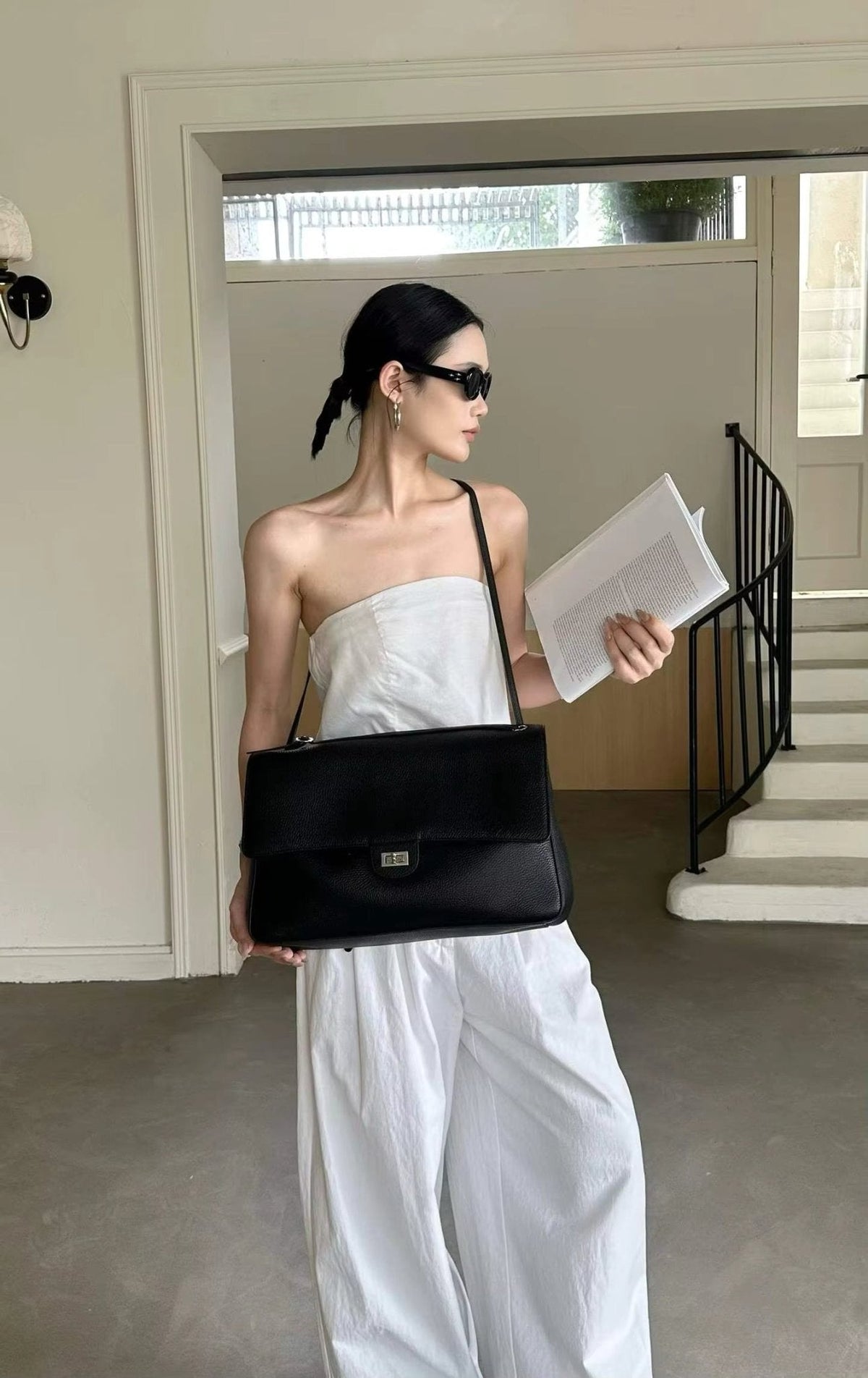 Borsa a tracolla Eva Chevron