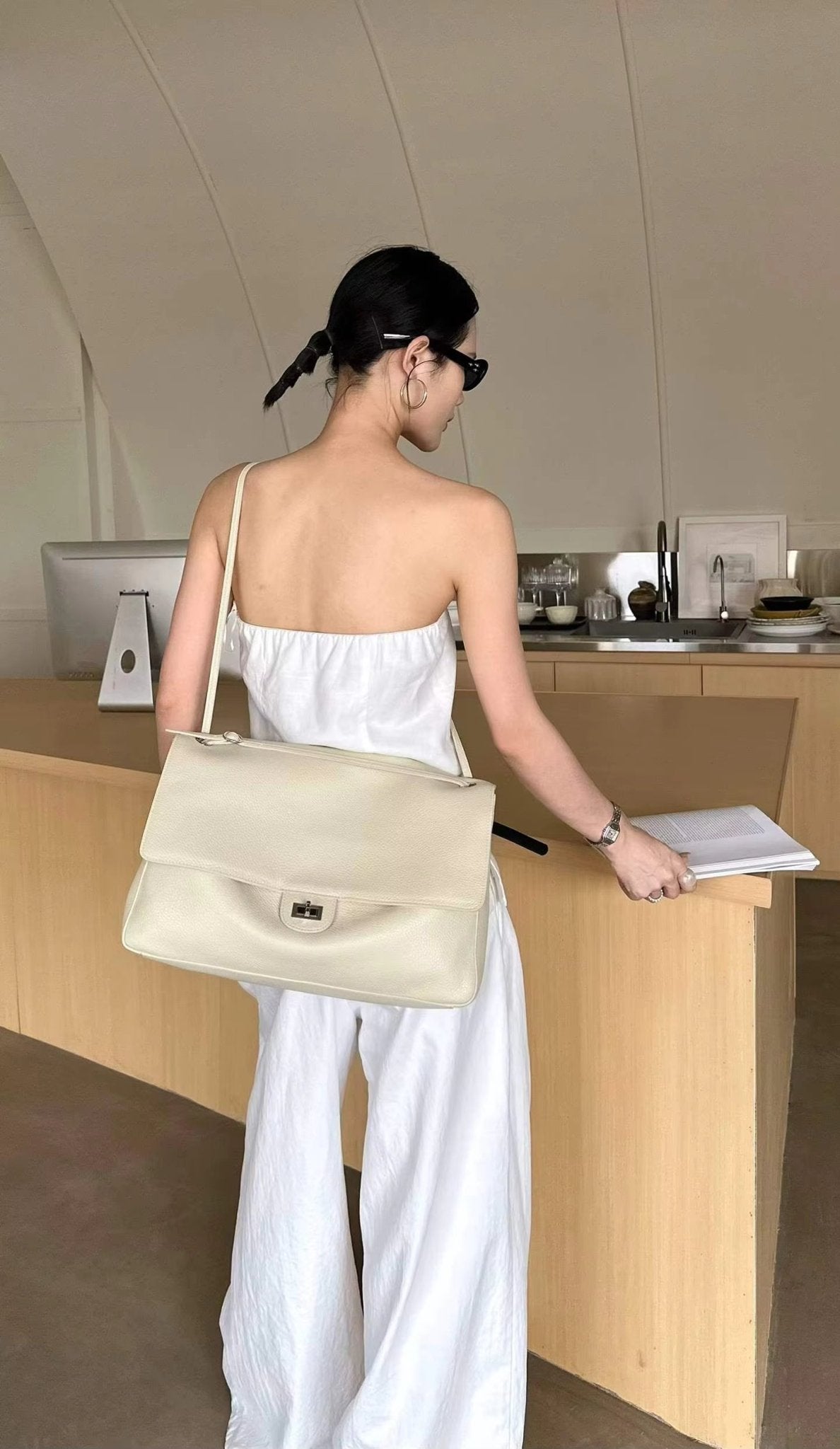 Borsa a tracolla Eva Chevron
