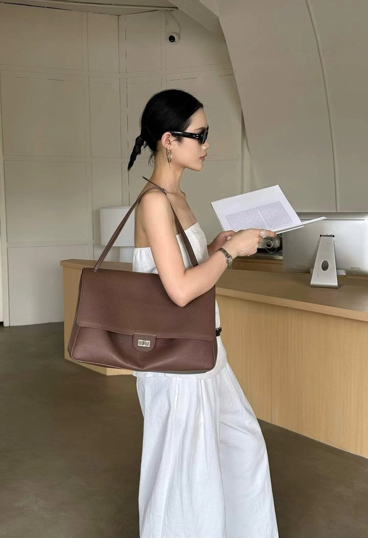 Borsa a tracolla Eva Chevron