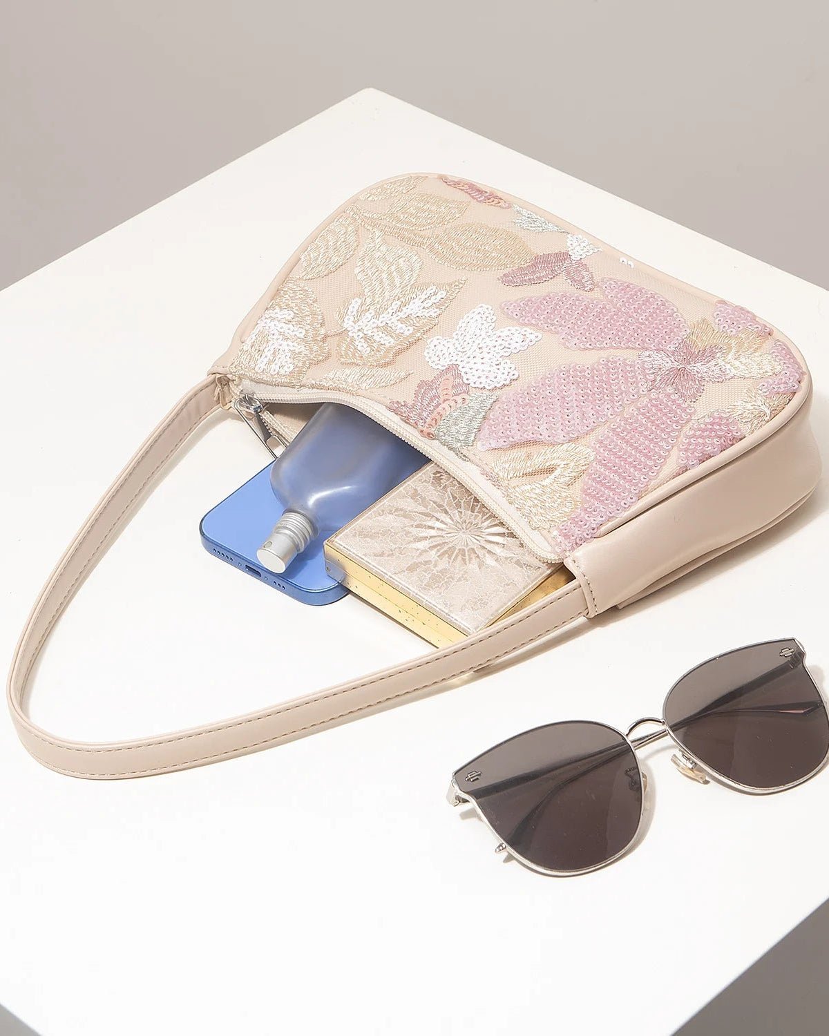 Borsa a spalla Sophia ricamata con paillettes