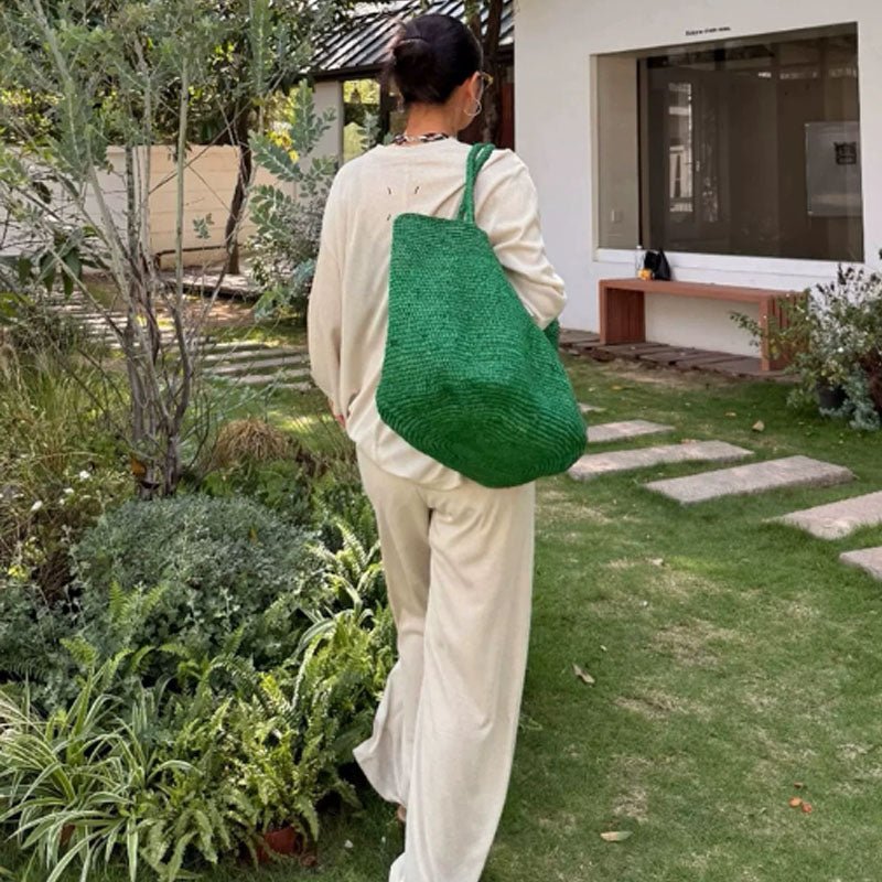 Vivienne borsa a mano in rattan intrecciato