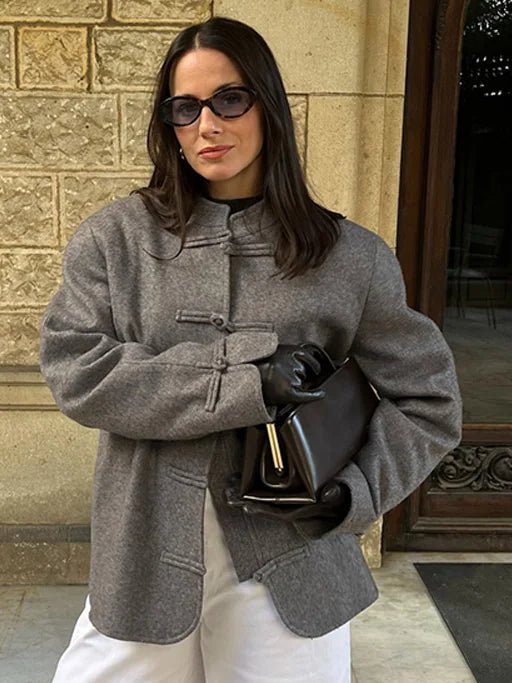 Giacca Mary con nodo double-face stile mandarino