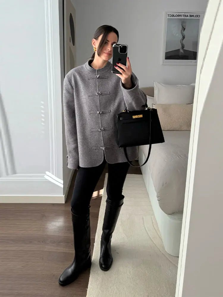 Giacca Mary con nodo double-face stile mandarino