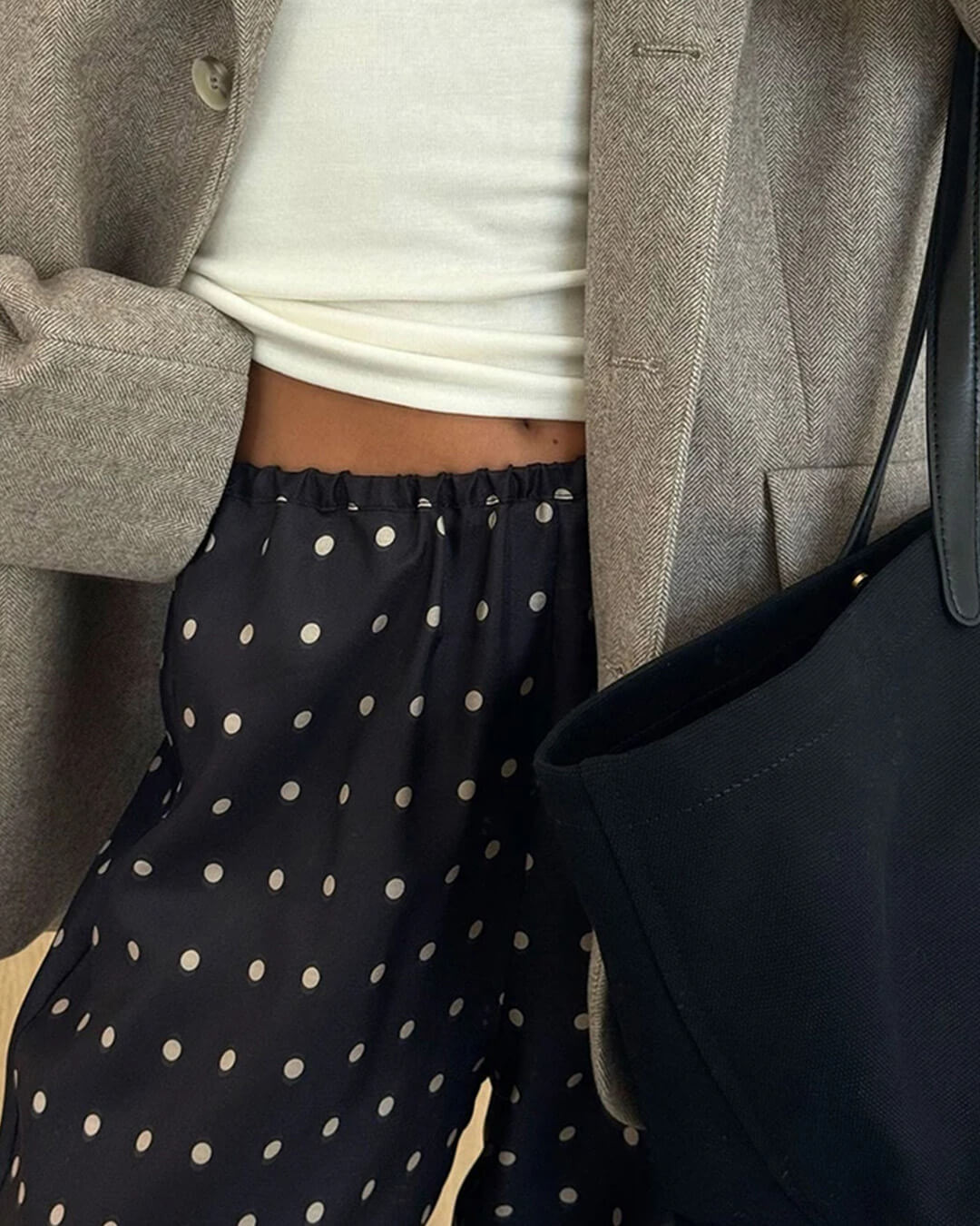 Pantaloni in raso a pois Evita
