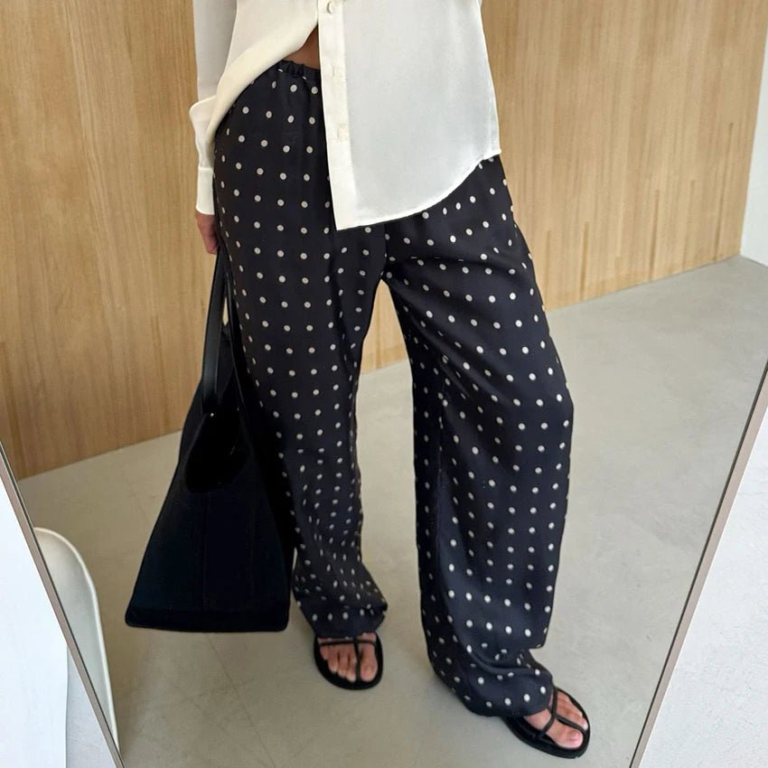 Pantaloni in raso a pois Evita