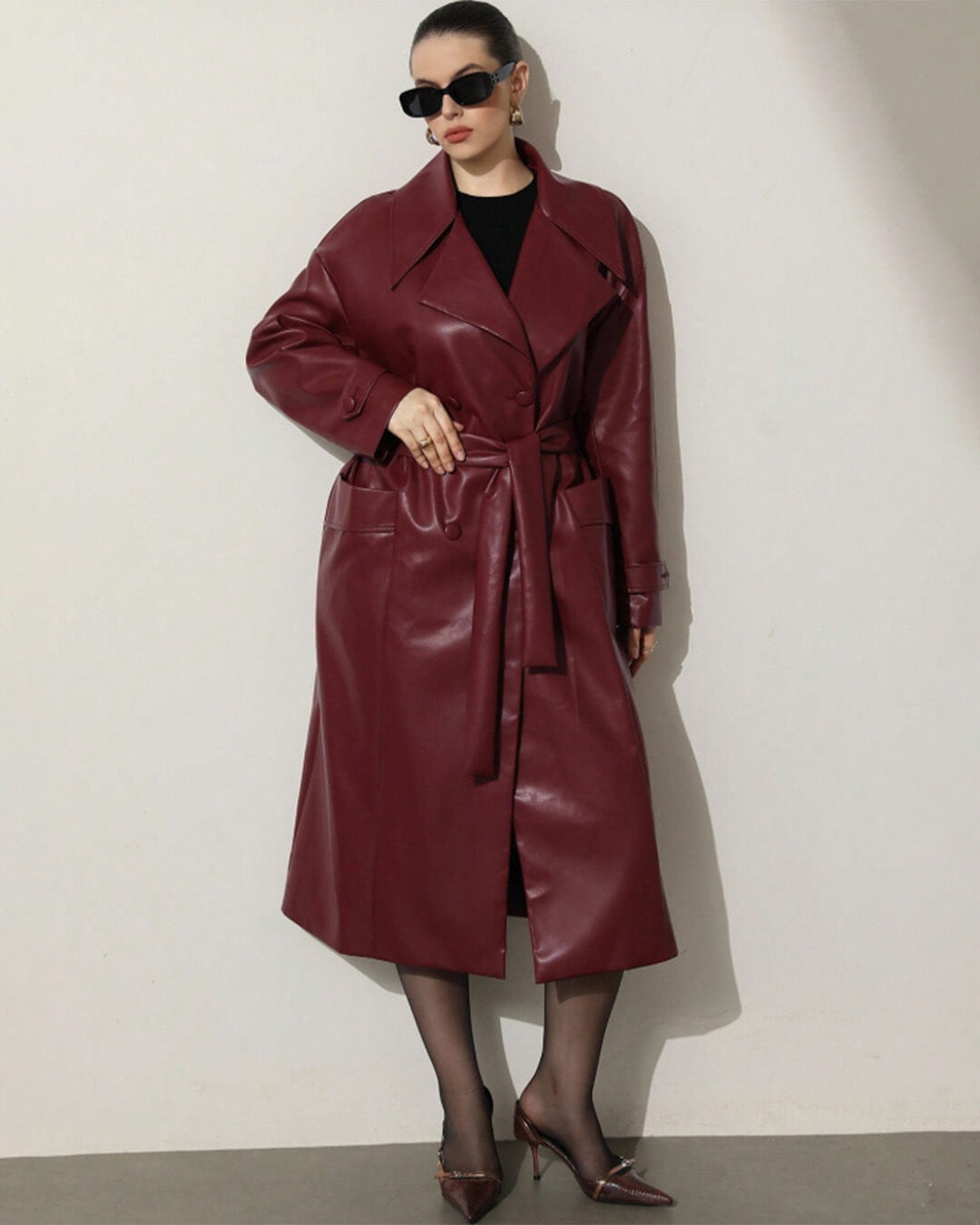 Cappotto Trench Maxi in Finta Pelle Connie