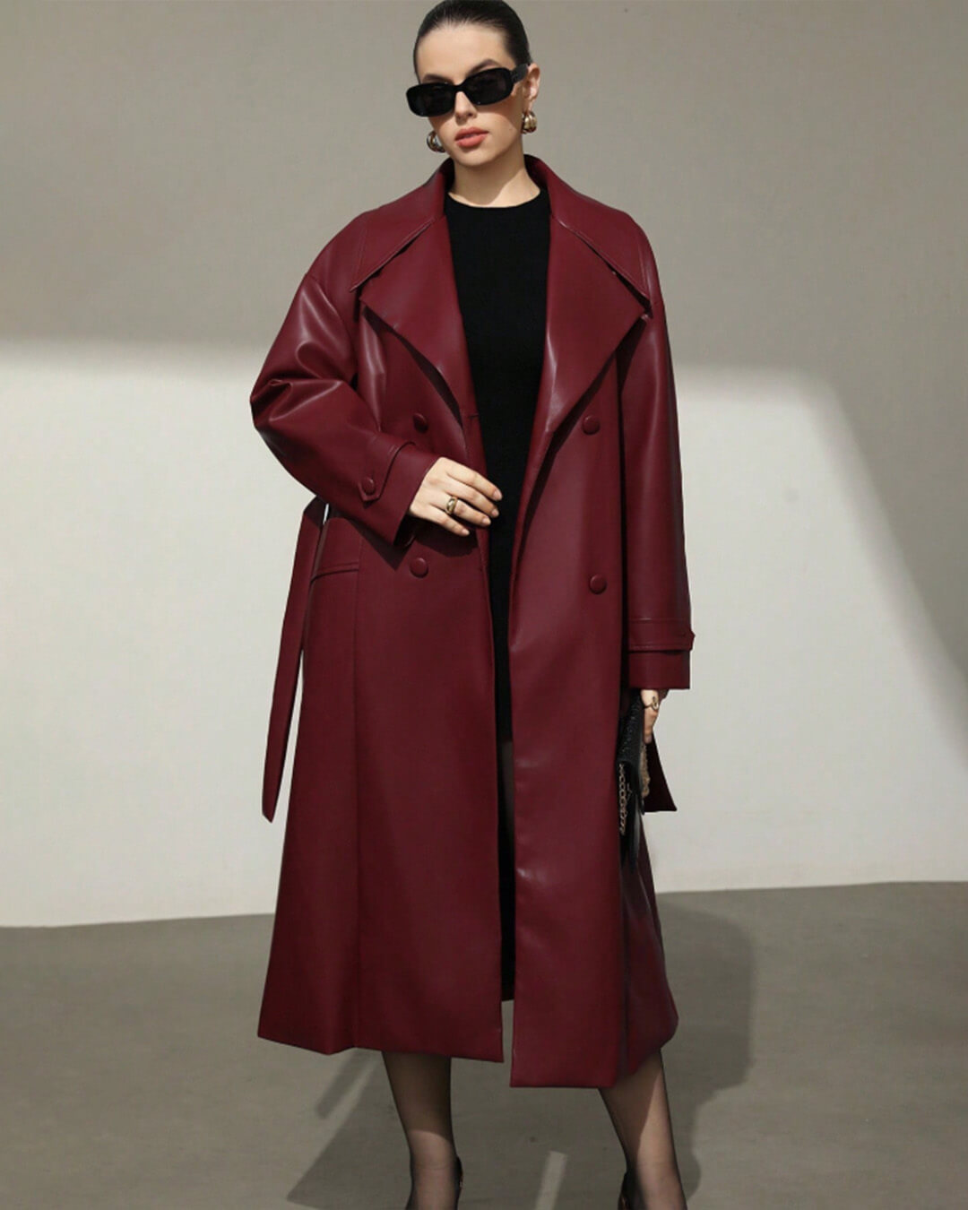 Cappotto Trench Maxi in Finta Pelle Connie