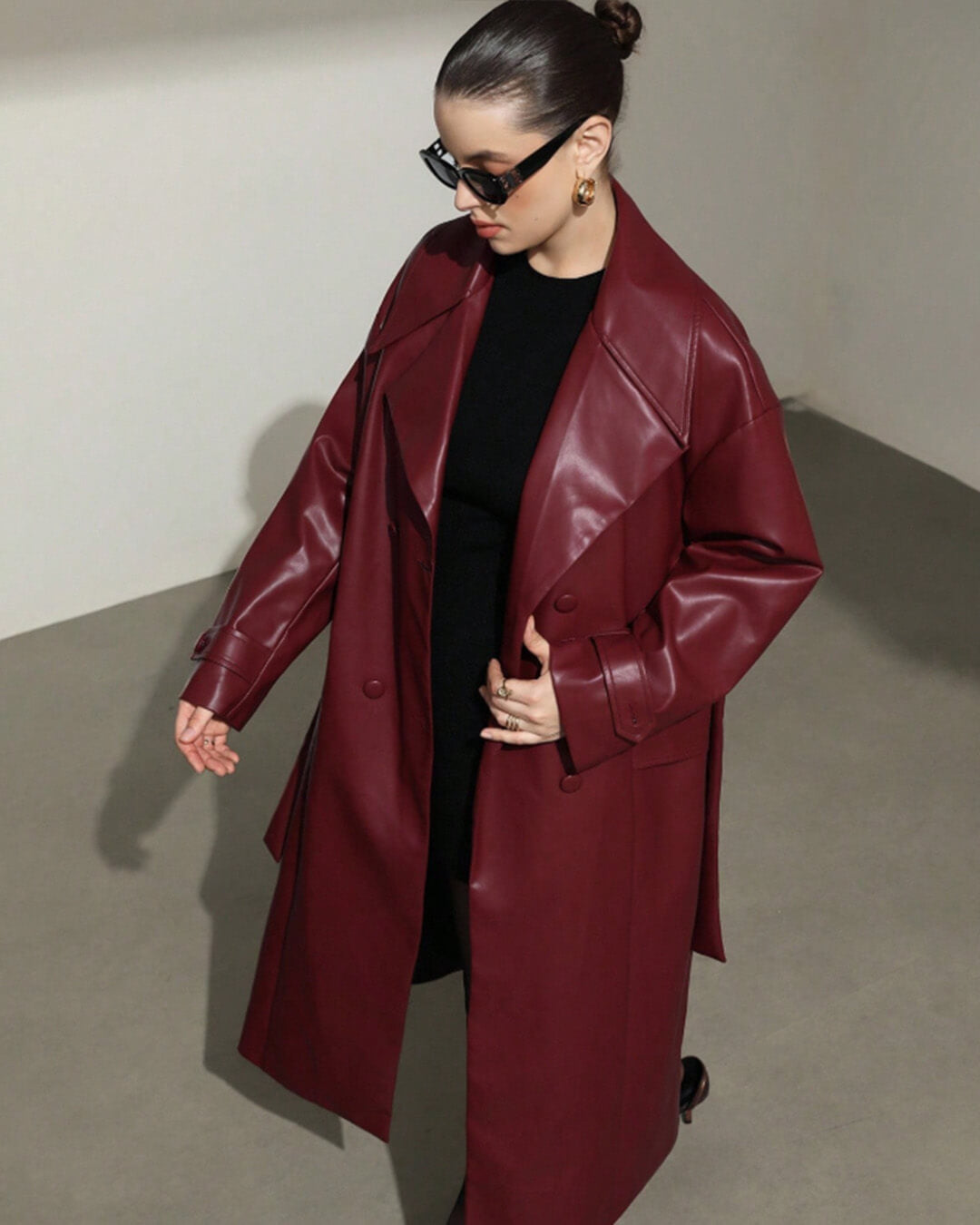 Cappotto Trench Maxi in Finta Pelle Connie