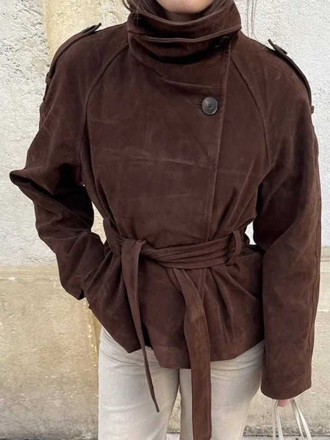 Trench Josie in eco-camoscio con collo alto
