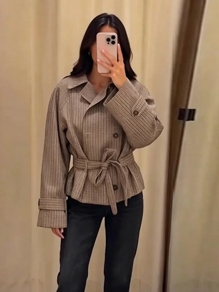 Trench coat a quadri Melissa con cintura