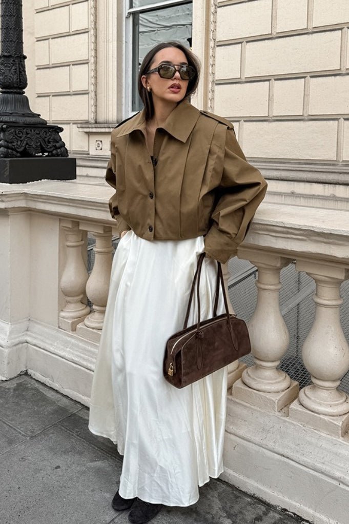 Giacca utility corta Julia con pieghe